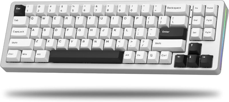 Photo 1 of Womier SK71 75% Gaming Keyboard, Aluminum Alloy Shell Wireless Mechanical Creamy Keyboard Bluetooth/2.4G/Wired Hot Swappable Key Board Pre-lubed Switches, Gasket Mounted RGB for Mac/Win (Silver)
