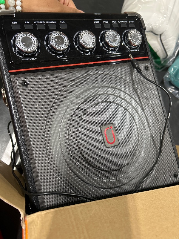 Photo 1 of HWWR Karaoke Machine for Adults, Portable Bluetooth Speaker Karaoke Machine with 2 Microphones for Home Party Outdoor, Karaoke Microphones with PA System Support TV/USB/AUX/TWS