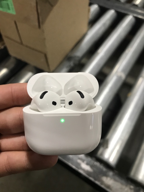 Photo 1 of Apple AirPods 4 Wireless Earbuds, Bluetooth Headphones, Personalized Spatial Audio, Sweat and Water Resistant, USB-C Charging Case, H2 Chip, Up to 30 Hours of Battery Life, Effortless Setup for iPhone
