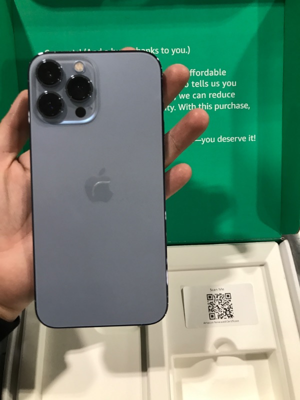 Photo 1 of Apple iPhone 13 Pro Max, 256GB, Sierra Blue - Unlocked (Renewed Premium)
