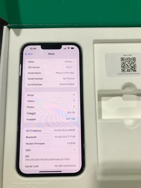 Photo 1 of Apple iPhone 13 Pro Max, 256GB, Sierra Blue - Unlocked (Renewed Premium)