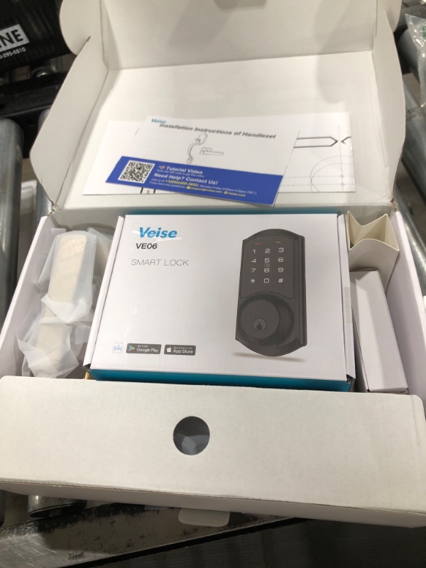 Photo 1 of Veise Smart Front Door Lock Set, App Control, Keyless Entry Deadbolt with Lever Handle, Electronic Digital Touchscreen Keypad, Auto Lock, Easy Install, Satin Nickel
