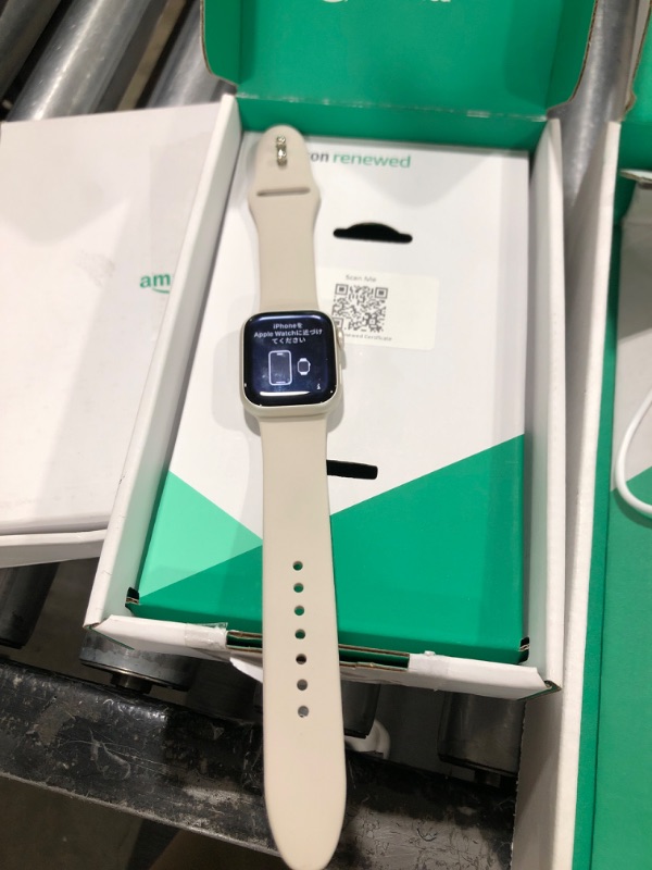 Photo 1 of Apple Watch Series 9 [GPS 41mm] Starlight Aluminum Case with Starlight Sport Band M/L (Renewed Premium)