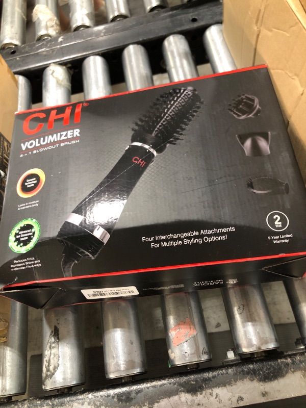 Photo 1 of CHI Volumizer 4-in-1 Blowout Brush, Hair Dryer Creates Smooth, Silky & Shiny Hair, Four Interchangeable Attachments For Versatile Styling, Black