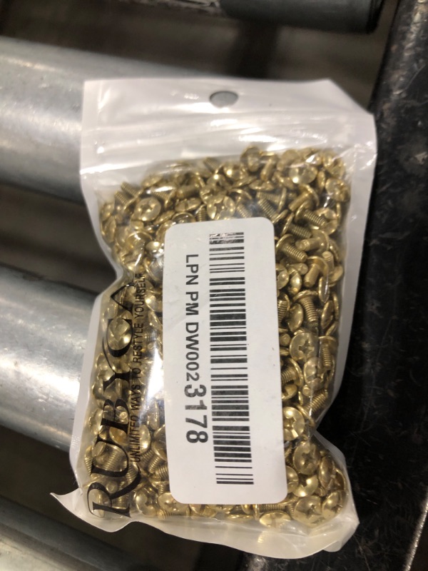 Photo 1 of Round Flat Head Chicago Screws Buttons for Leather Crafting, 1/4 Inches (6mm) Repair Screw Post Fastener, Metal Nail Rivet Studs, Gold, 500 Sets, Diameter 5/16 Inches (8mm)