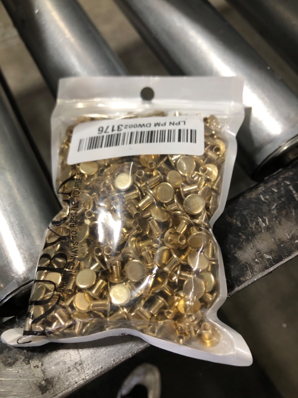 Photo 1 of Round Flat Head Chicago Screws Buttons for Leather Crafting, 1/4 Inches (6mm) Repair Screw Post Fastener, Metal Nail Rivet Studs, Gold, 500 Sets, Diameter 5/16 Inches (8mm)