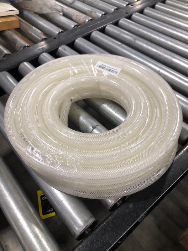 Photo 1 of 1/2’’ ID × 3/4’’ OD - 50 ft Clear Braided Hose Plastic Vinyl Tubing,High Pressure Flexible Reinforced PVC Tube for Transfer Water Air Oil, BPA Free & Non-Toxic