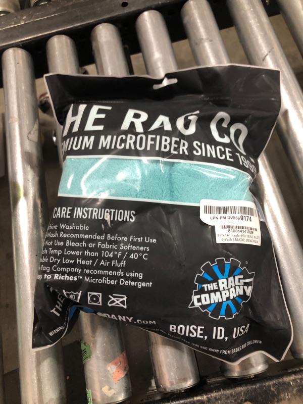 Photo 1 of The Rag Company - Eagle Edgeless 450 (6-Pack) Professional Korean 70/30 Blend Super Plush Microfiber Detailing Buffing Polishing Drying Towels for Cars 16x16 in, Teal Blue