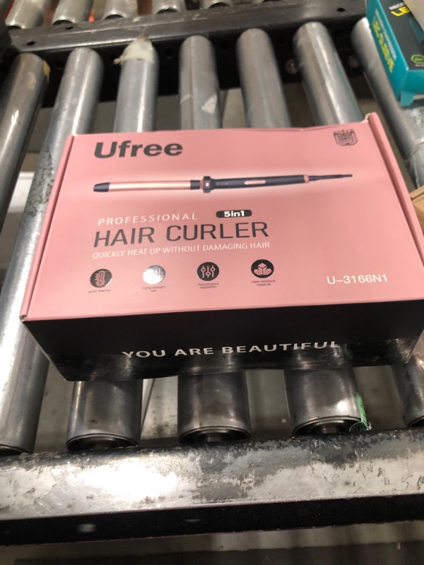 Photo 1 of Ufree 5 in 1 Curling Iron with Interchangeable Ceramic Barrels (0.35"-1.25"), Curling Wand Set with Flat Iron Hair Straightener, Instant Heat Up, Dual Voltage Hair Curler, Gifts for Women