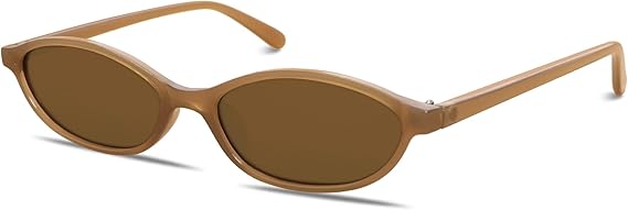 Photo 1 of Retro Oval Sunglasses for Women Chic Cat Eye 90s Sunnies Lightweight Narrow Shades Trendy UV protection Sun Glasses
