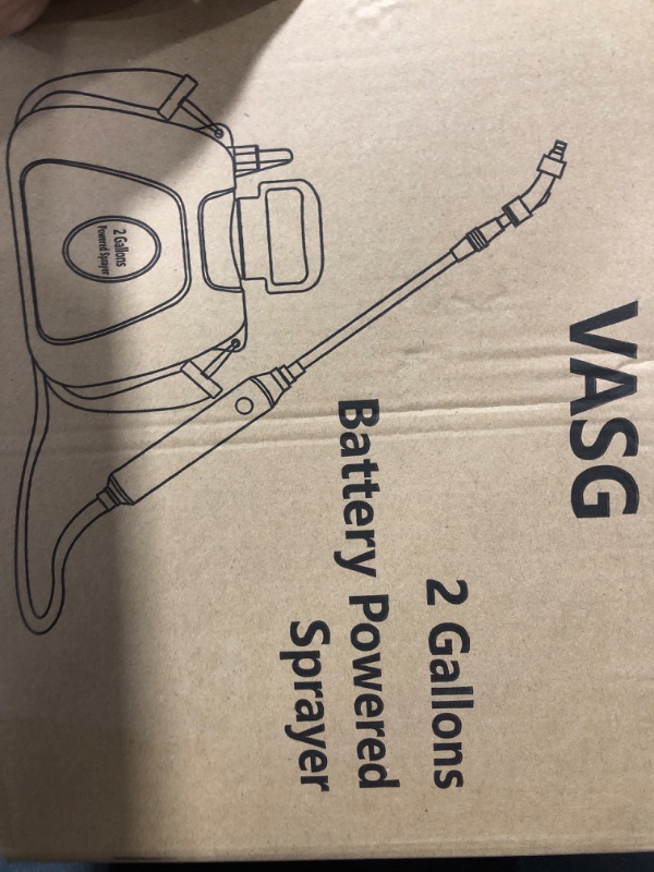Photo 1 of Battery Powered Garden Sprayer 2 Gallon, Electric Backpack Sprayer, Weed Yard Lawn Sprayer with 5 Mist Nozzles & Retractable Wand & Adjustable Strap for Lawn, Garden, Yard
