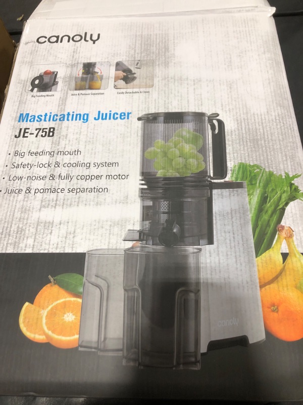 Photo 1 of Cold Press Juicer, 5.8" Wide Feed Chute Juice Extractor Machine with 400W, High Juice Yield, Slow Masticating Juicer for Whole Vegetables & Fruits, Premium Silver