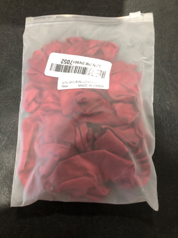 Photo 1 of 12 Pcs Satin Silk Scrunchies Soft Hair Ties Fashion Hair Bands Bow Ropes Elastic Bracelet Ponytail Holders for Women and Girls (4.5 Inch, Wine Red)