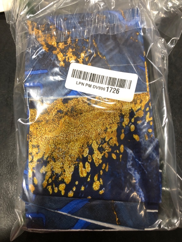 Photo 1 of Geyoga 100 Pcs Marble Guest Napkins 2 Ply Disposable Guest Bathroom Paper Napkins Black Gold Marbleized Hand Towels for Home Bathroom Kitchen Table Decor (Blue Gold)
