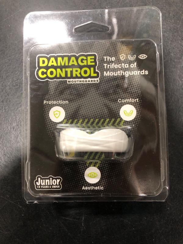 Photo 1 of DAMAGE CONTROL High-Impact Mouth Guard – Sports Mouthguard for Boxing, Football, Hockey, Lacrosse & Basketball, Protects Teeth & Jaw, Protective Mouthpiece for Adults & Youth (Youth, White)