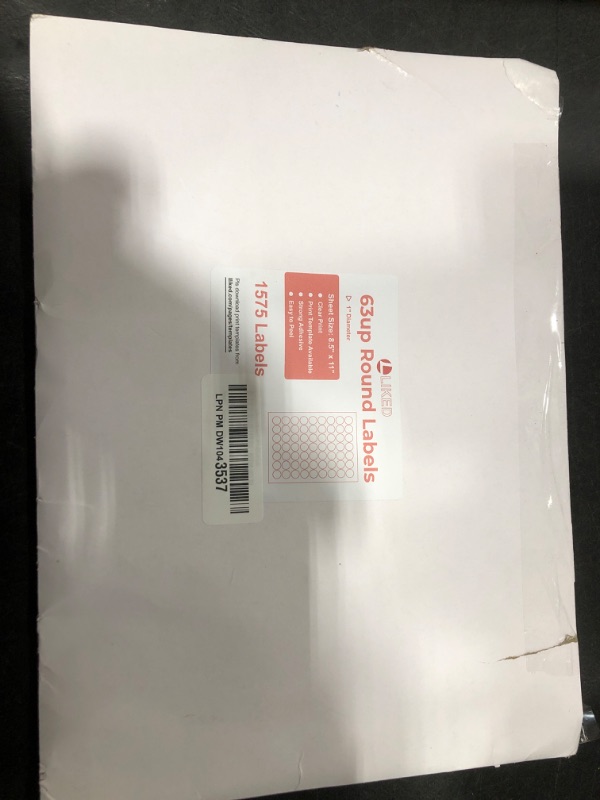 Photo 1 of L LIKED 1'' Diameter Round Printable 25 Sheets Matte Sticker Labels for Laser/Inkjet Printer, White Blank Circle Stickers, Strong Adhesive (1575 Labels)