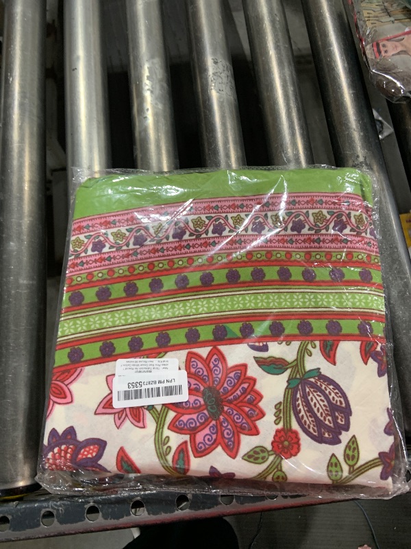 Photo 1 of Floral Tablecloth for Round Tables Pink Red Green White Cotton Floral Kitchen Table Linen Round 90 inches