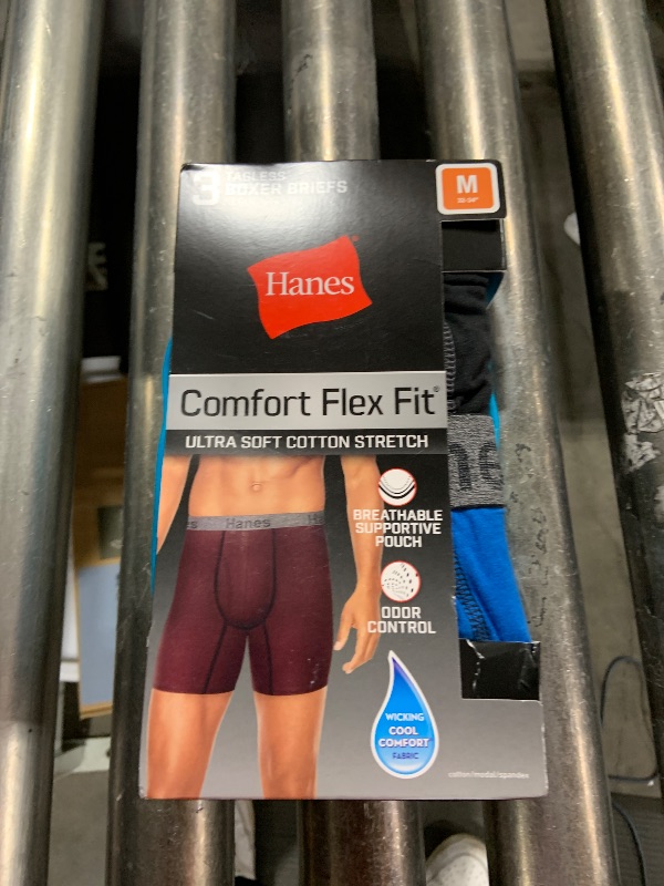 Photo 1 of Hanes Mens 3-pack Comfort Flex Fit Ultra Soft Stretch Brief, Available In Regular And Long Leg Boxer, Blue- Regular Leg- 3 Pack, Medium US