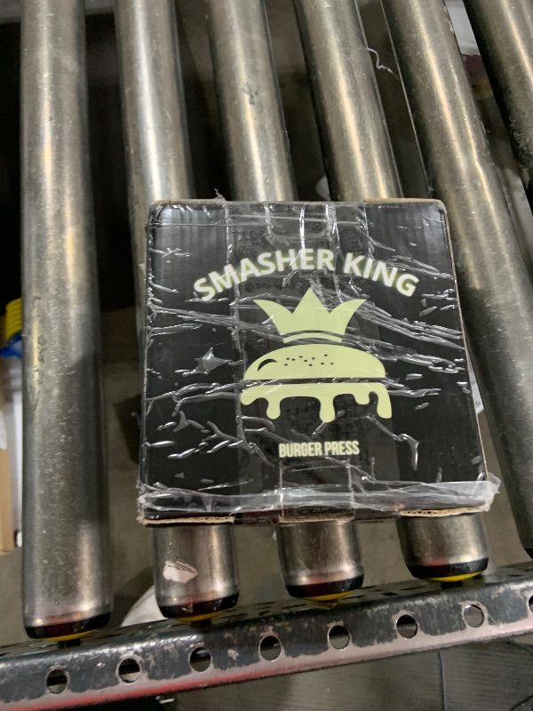 Photo 1 of SMASHER KING™ - Premium Cast Iron Smash Burger Press incl. 25 pcs of Patty Paper, Burger Smasher for Griddle with Black Wood Handle, Perfect Hamburger Press