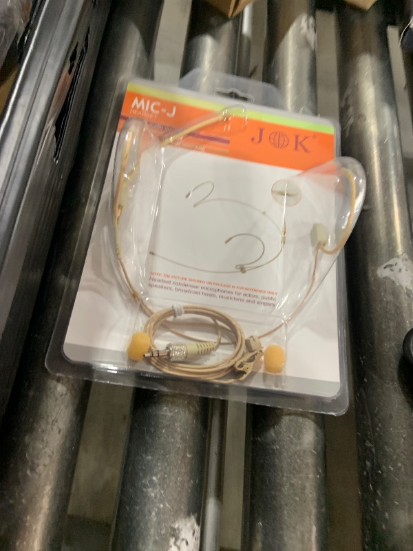 Photo 1 of J K Pro Earhook Headset Headworn Microphone MIC-J 060 Compatible with Sennheiser Wireless Bodypack Transmitter - 1/8'' TRS Locking Screw Plug