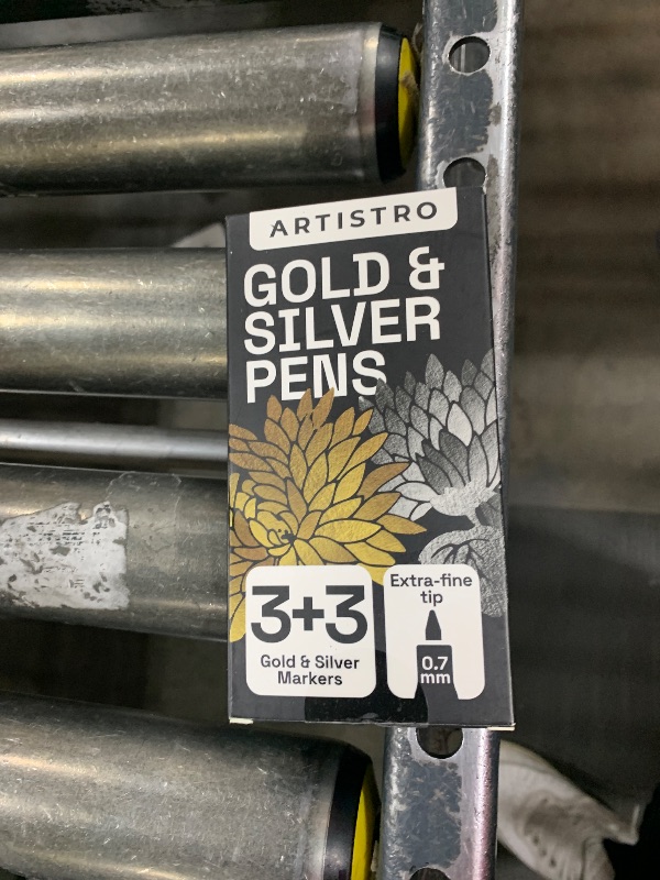 Photo 1 of ARTISTRO 6 Gold & Silver Paint Pens - 0.7mm Extra-Fine Markers - Great for Greeting Cards, Ornament Decor, & More