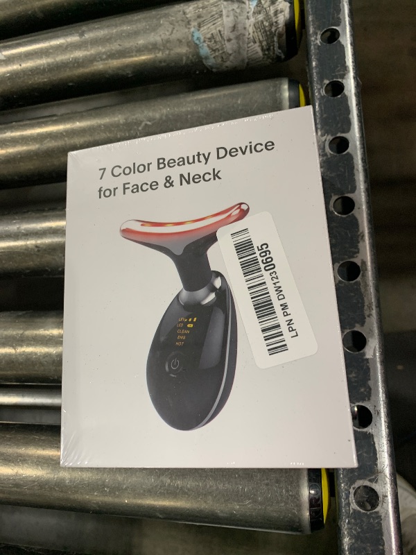 Photo 1 of SDKWDH Red-Light-Therapy-for-Face-and-Neck, 7 Color Face Massager Tool for Wrinkles, Double Chin, Vibrating Facial Massager with Thermals for Skin Care, Glossy Black