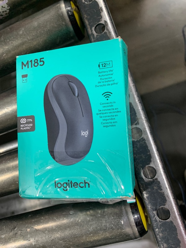 Photo 1 of Logitech M185 Wireless Mouse, 2.4GHz with USB Mini Receiver, 12-Month Battery Life, 1000 DPI Optical Tracking, Ambidextrous PC/Mac/Laptop - Swift Grey