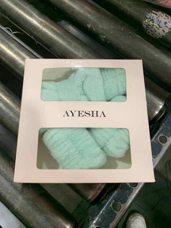Photo 1 of Ayesha Green Spa Headband and Wristband Set for Skincare Makeup Headband Wrist Cuffs for Washing Face Bubble Skincare Hairband for Women Girls