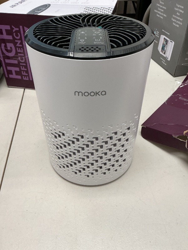 Photo 1 of Air Purifiers for Bedroom Home, MOOKA HEPA Air Purifier for Home Pets with Fragrance Sponge for Smoke Dust Pollen Dander Odor, Small Air Cleaner with Sleep Mode Night Light Timer, KJ067L, White