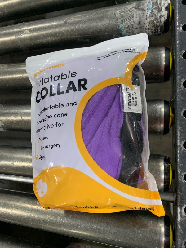 Photo 1 of BENCMATE Protective Inflatable Collar for Dogs and Cats - Soft Pet Recovery Collar Does Not Block Vision (Large, Purple)