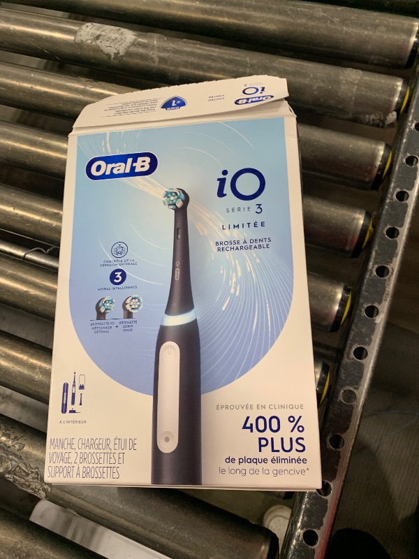 Photo 1 of Oral-B iO Deep Clean Rechargeable Electric Powered Toothbrush, Black with iO Series 3 Limited, 2 Brush Heads and Travel Case - Pressure Sensor to Protect Gums - 3 Cleaning Settings - 2 Minute Timer