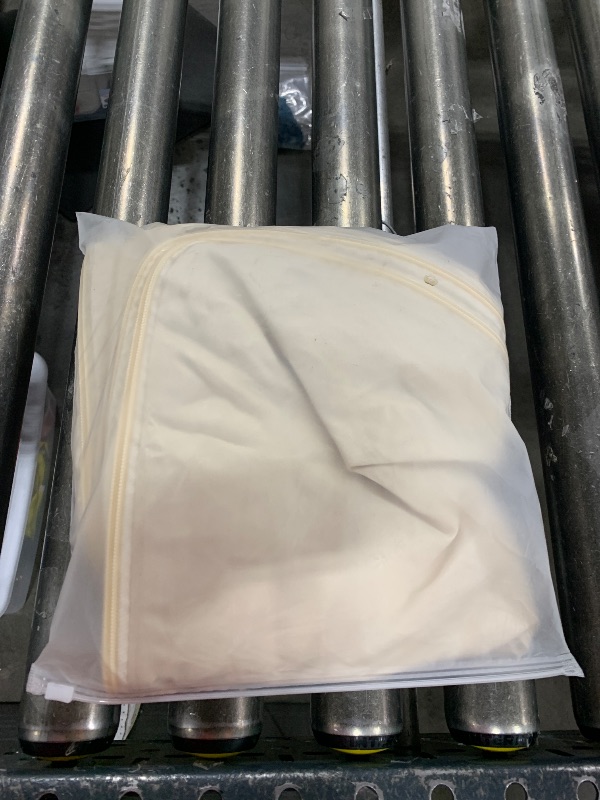 Photo 1 of Ultra Space Saving Self Compression Organizer, 2025 New 3-Layer Zipper Large Capacity Storage Bag, Thick Satin Fabric Heavy Duty Bags for Comforters Blankets Bedding Duvet (Beige, X-Large, 21x17x24in)