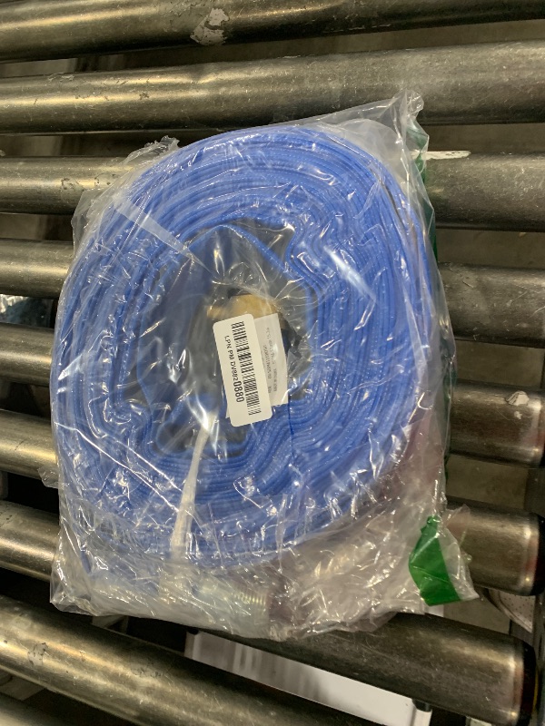 Photo 1 of DAVCO 1.25" ID x 50 ft Pool Backwash Hose, Heavy Duty Reinforced Blue PVC Lay Flat Water Discharge Pump Hoses For Swimming Drain Pools and Clean Filters, with Brass NPT Pin Lug and KC Nipple Fittings