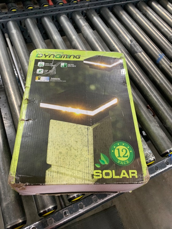 Photo 1 of Dynaming 12 Pack Solar Post Lights, Outdoor Solar Powered Decorative Post Cap Light, Black Shell & Warm White LED Lighting for Fence Deck Patio, Only Fit 4x4 Wooden Posts (True Size 3.5"x3.5")