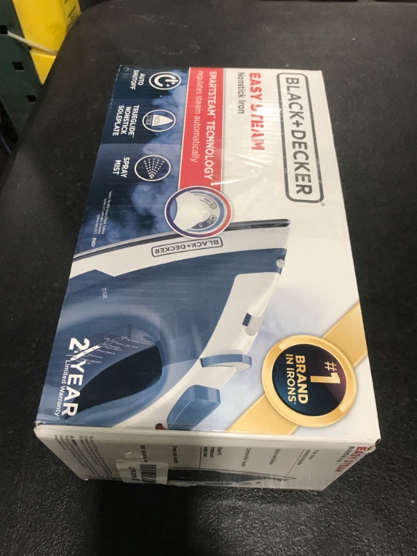 Photo 1 of BLACK+DECKER Easy Steam Compact Iron for Clothes, Automatic Shutoff, Nonstick Plate, Light Weight, 1200 Watts