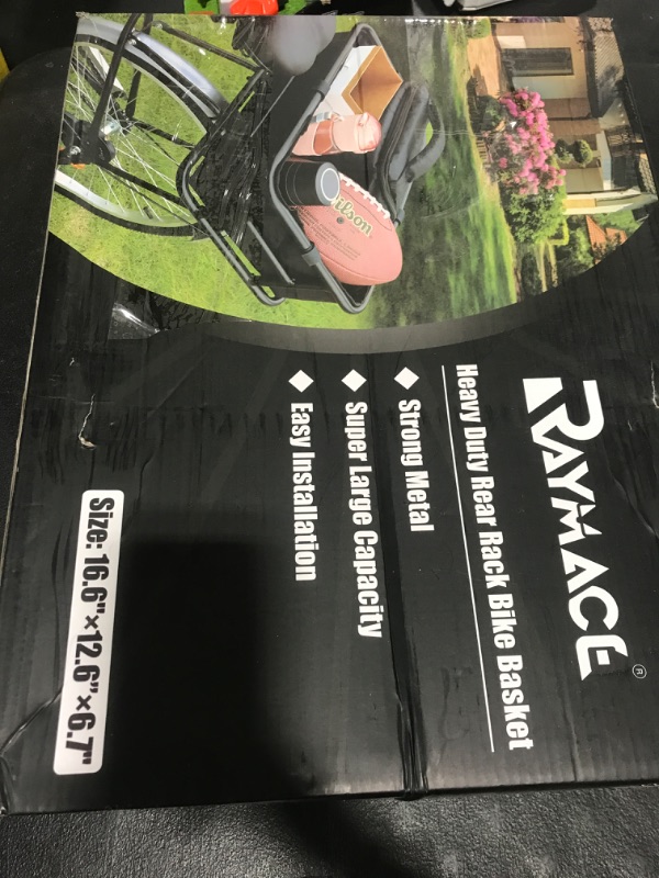 Photo 1 of RAYMACE Rear Rack Bike Basket with Cargo Net and Liner Large Bicycle Basket Perfect Mount for Electric Bike