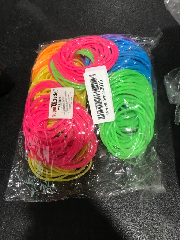 Photo 1 of Super Z Outlet 80s Colorful Retro Rock Pop Star Rainbow Diva Disco Jelly Neon Gel Stretchable Bracelets Bands for Theme Events, Colorful Assortment, Assorted Toy Party Favor Prizes (288)