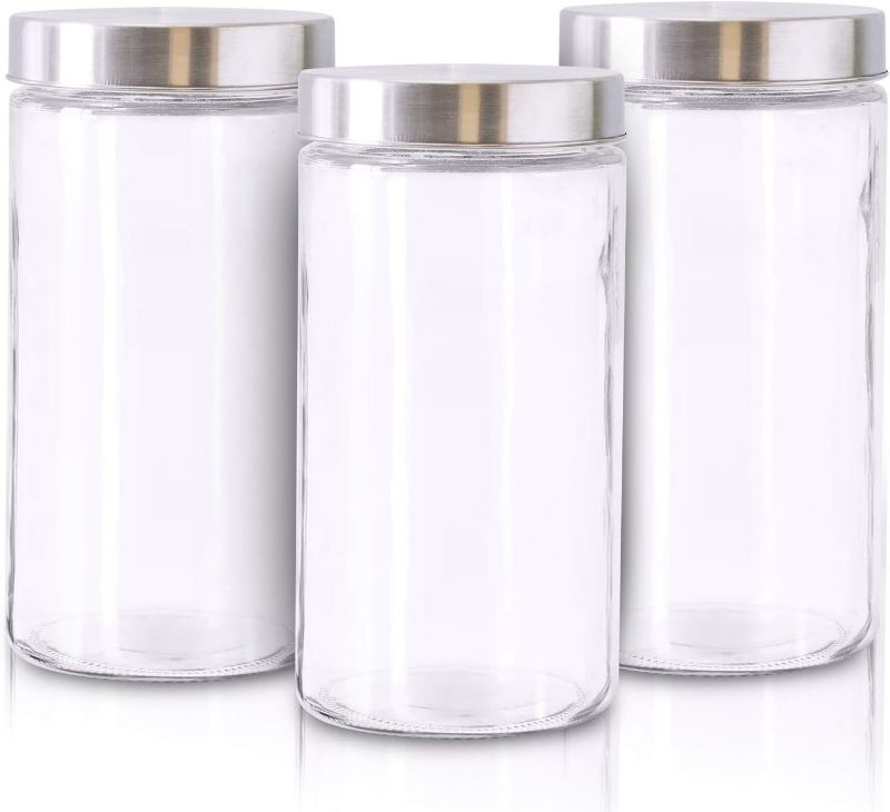 Photo 1 of 3PC GLASS JARS MARBELOUS 