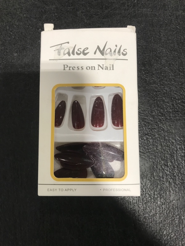 Photo 1 of RED Press on Nails Medium, White Fake Nails Almond Acrylic False Artificial Nails for Nail Art Manicure Decoration for Women and Girls 24Pcs