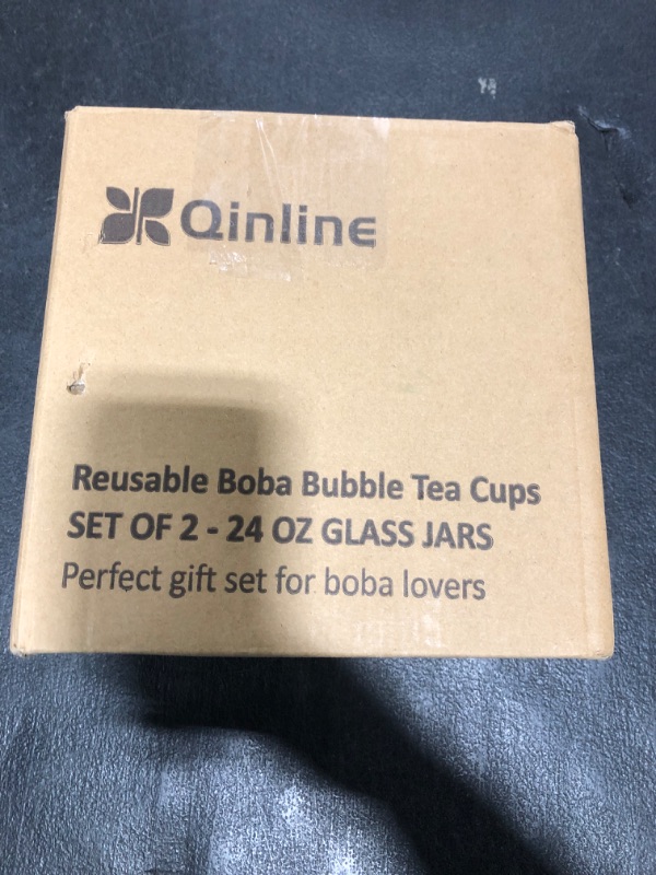Photo 1 of Reusable Glass Mason Jars Cups with Lids and Straws Silicone Sleeves, 2 Pack 24Oz Wide Mouth Smoothie Cups Glass Bubble Tea Cup, Leakproof drinking glasses Water Bottle Travel Tumbler for Large Pearl