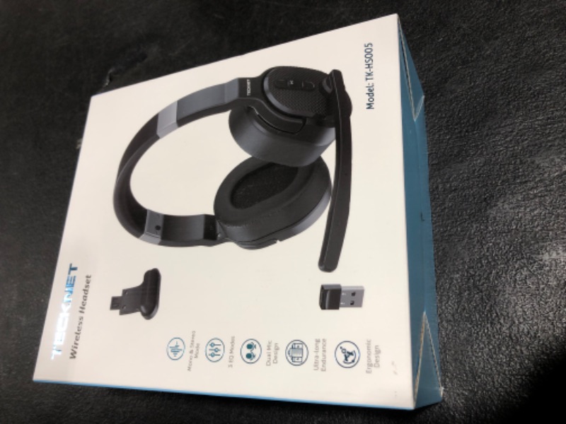 Photo 1 of TECKNET Bluetooth Trucker Headset, Single and Dual Ear Wireless Headset with Mic for Work Noise Cancelling, 50Hrs 3 EQ Music Modes Trucker Bluetooth Headphones for PC, Drivers, Office, Call Center