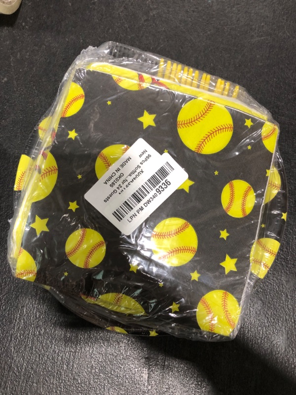 Photo 1 of ojustbeok 96Pcs Softball Birthday Party Supplies Softball Tableware Set Party Decor Sports Theme Party Plates Napkins and Forks for Kids Boys Birthday Dinnerware for Team Sport Party Serves 24 Guests