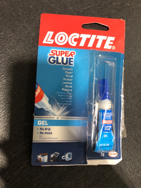 Photo 1 of Loctite Super Glue Gel, 2 Gram Tube, 1 Pack - Clear Superglue for Plastic, Wood, Metal, Crafts, & Repair, Instant Glue Adhesive, Quick Dry