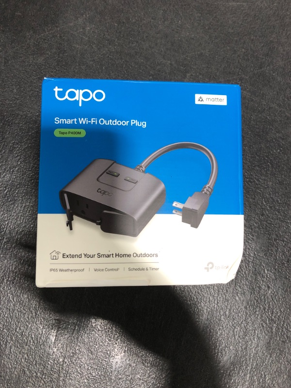 Photo 1 of TP-Link Tapo Matter Outdoor Smart Plug, 2 Individual outlets, IP65 Weather Resistance, Works with Apple Home, Alexa, Google Home, Long Wi-Fi Range, 2.4G Wi-Fi Only, ETL Certified(Tapo P400M)