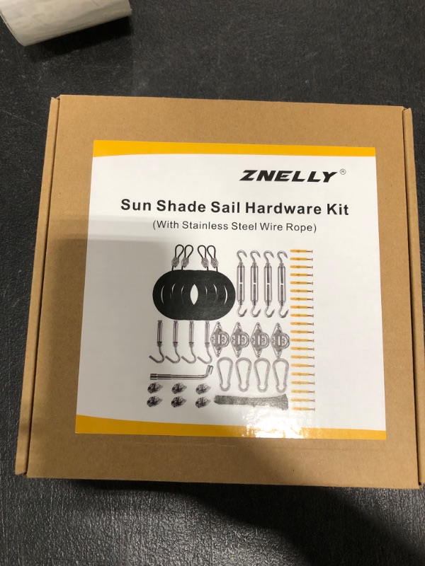 Photo 1 of ZNELLY Sun Shade Sail Hardware Kit with 4pcs 10ft Length Extension Nylon Wire Rope, Triangle Rectangle Shade Canopy, 304 Stainless Steel, Garden Outdoors