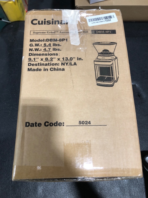 Photo 1 of CUISINART Coffee Grinder, Electric Burr One-Touch Automatic Grinder with18-Position Grind Selector, Stainless Steel, DBM-8P1