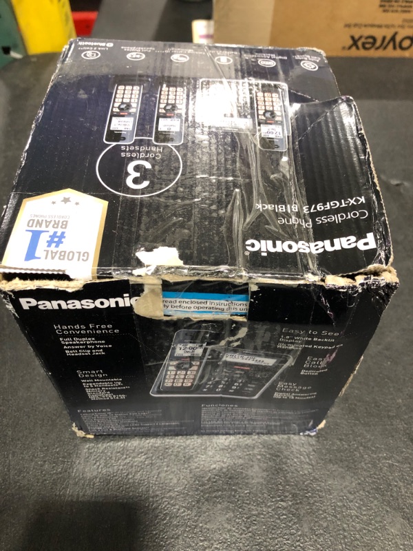 Photo 1 of Panasonic Cordless Phone with Advanced Call Block, Link2Cell Bluetooth, One-Ring Scam Alert, and 2-Way Recording with Answering Machine, 3 Handsets - KX-TGF973B (Black with Silver Trim)