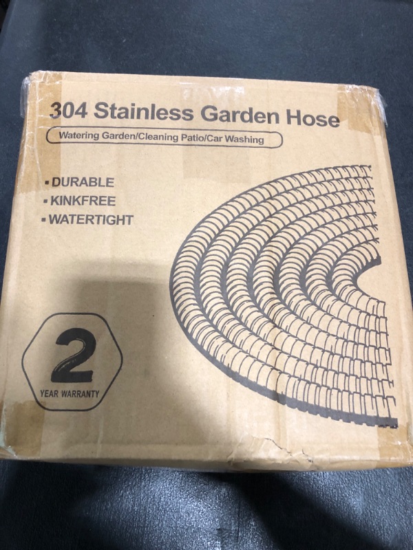 Photo 1 of SPECILITE 50ft 304 Stainless Steel Garden Hose Metal, Heavy Duty Water Pipe with Nozzles for Yard, Outdoor - Flexible, Never Kink & Tangle, Puncture Resistant (Sliver)