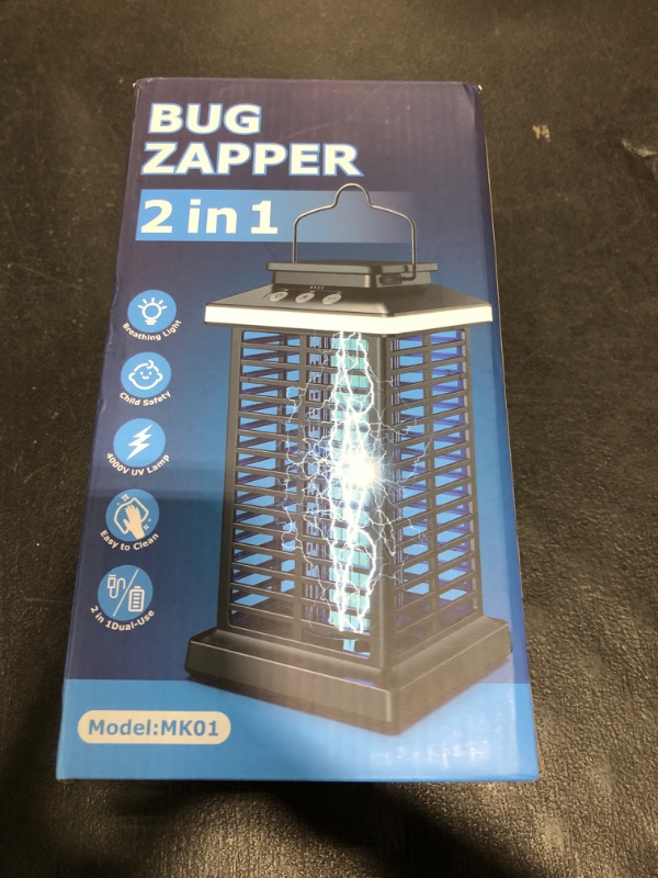Photo 1 of Bug Zapper Outdoor, Mosquito Zapper 2 in 1 Portable & Rechargeable Bug Zapper Outdoor with 4000mAh Battery & LED Night Light, 4000V Electric Fly Zapper for Outside,Patio,Backyard,Garden