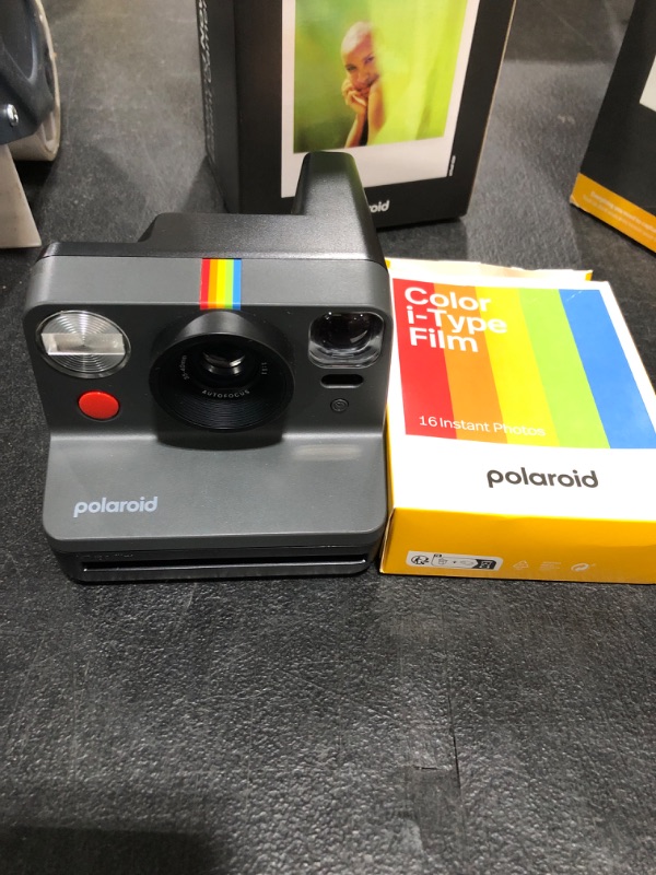 Photo 1 of Polaroid Now 2nd Generation I-Type Instant Camera + Film Bundle - Now Black Camera + 16 Color Photos (6248)- Black